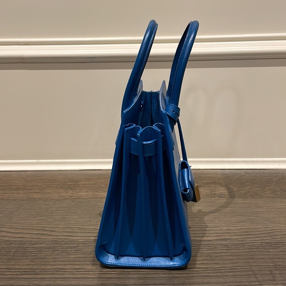 YSL Royal Blue Calfskin Sac De Jour Bag - Small - Picture 2 of 5